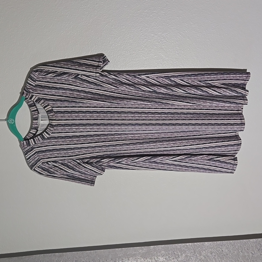 BCBGeneration Dress Women size S Purple Mini A-Line Pullover Striped Peasant